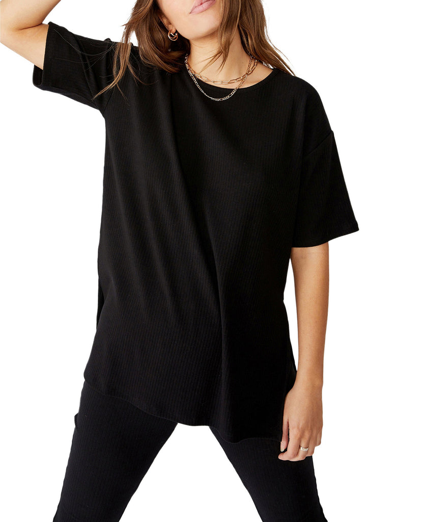 COTTON ON Women Bella Drop Shoulder Short Sleeve Top Black