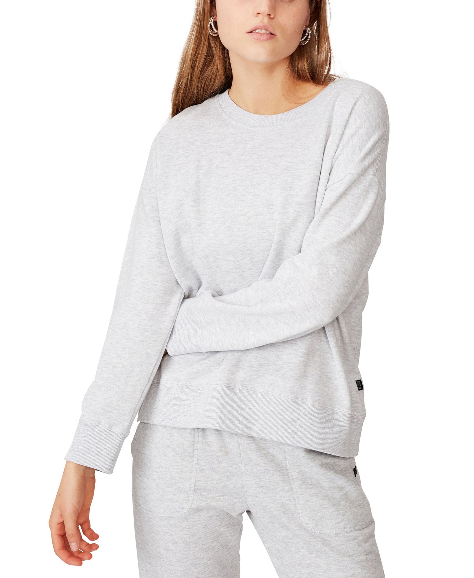 COTTON ON Women Long Sleeve Fleece Crew Sweatshirt Gray