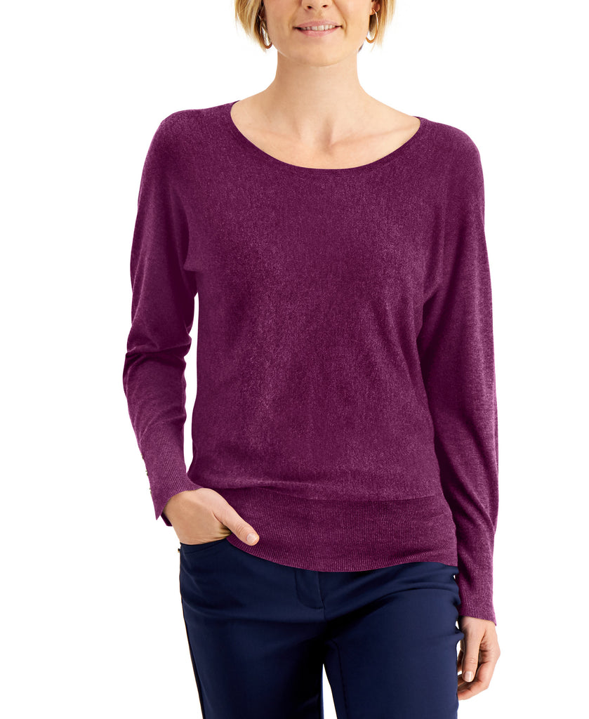 JM Collection Women Rivet Dolman Sleeve Top Passion Flower