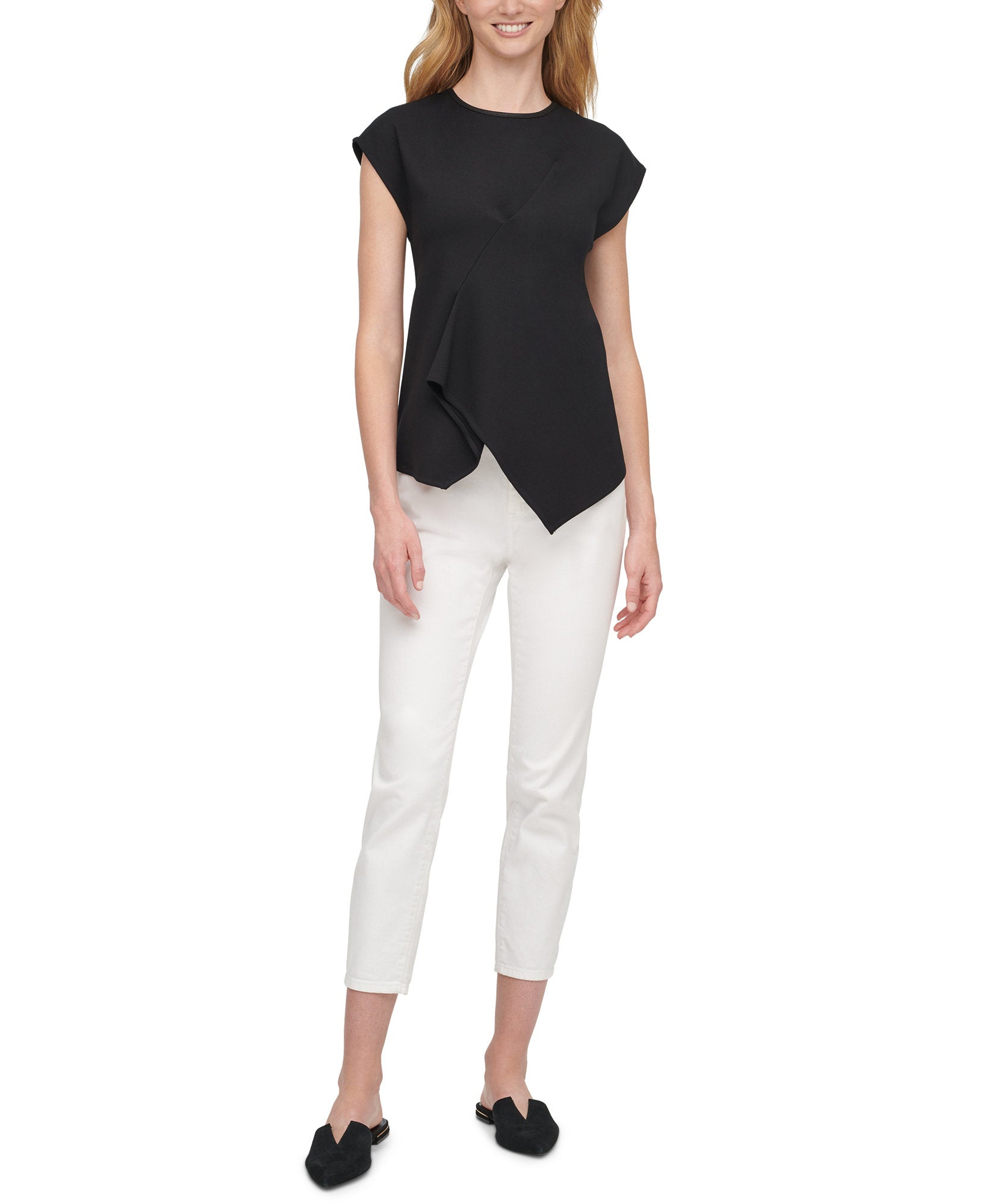 DKNY Women Asymmetrical Draped Top