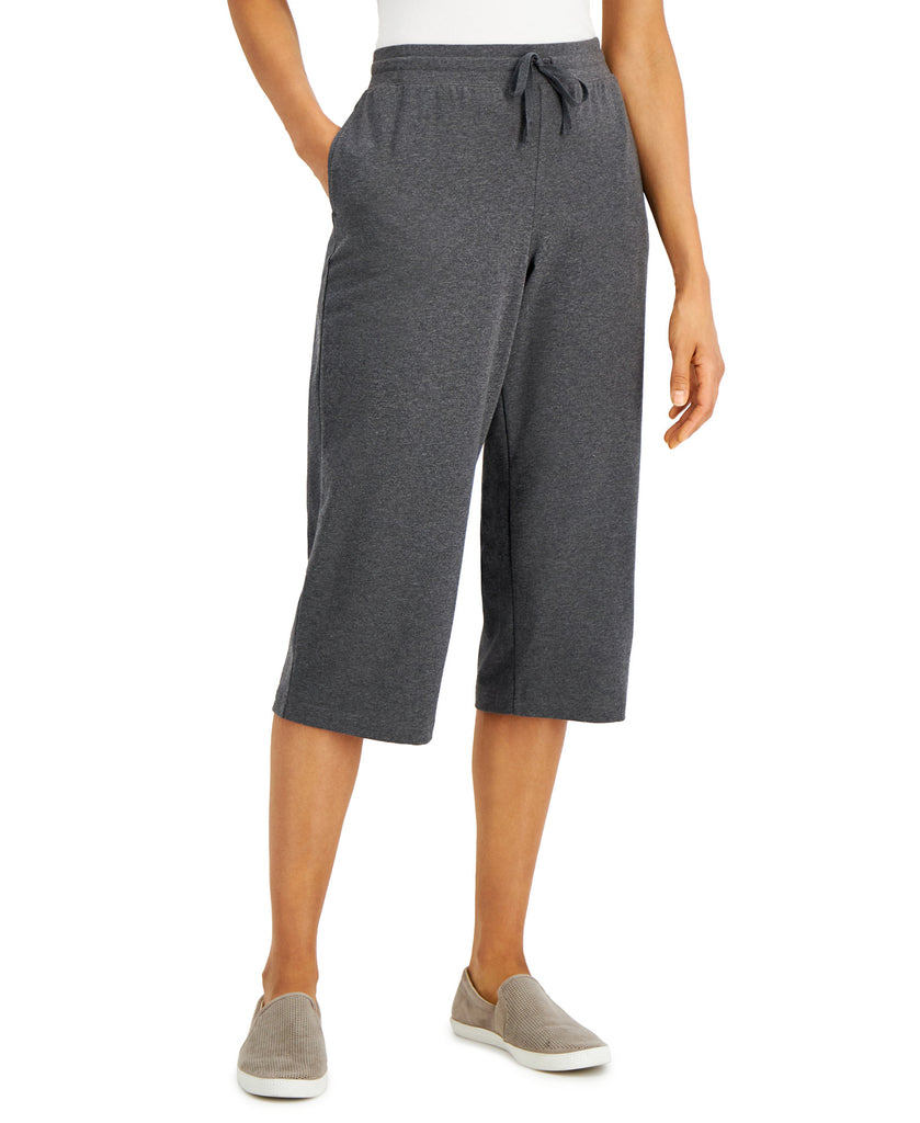 Karen Scott Women Knit Capri Pull on Pants Charcoal Heather