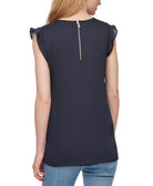 DKNY Women Printed Lace Trim Top