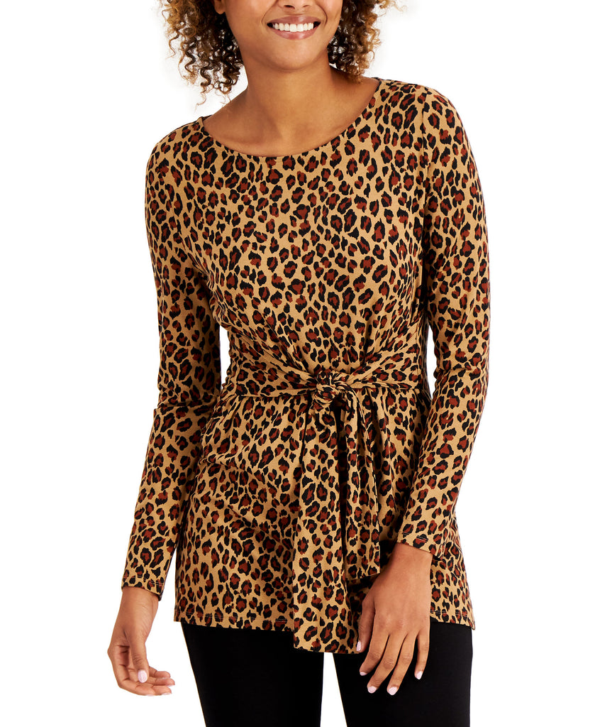 Charter-Club-Women-Leopard-Print-Tie-Top-Soft-Chestnut-Combo