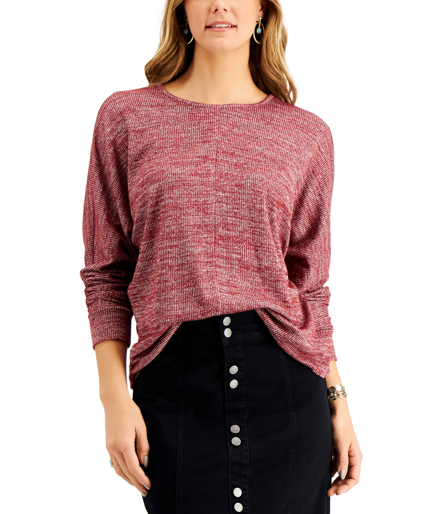 Style-&-Co-Women-Heathered-Dolman-Sleeve-Top-Cherry-Pie