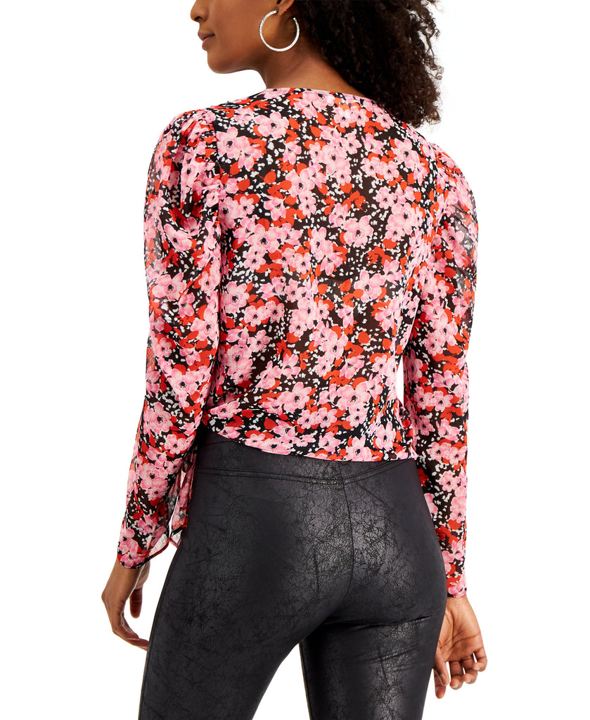 Bar III Women Floral Print Tie Hem Top