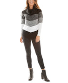 BCX Women Chevron Striped Cowlneck Sweater