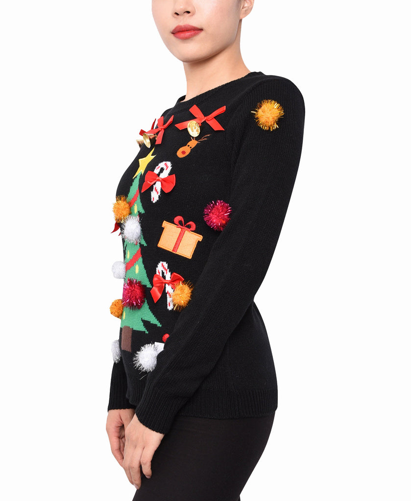 Planet Gold Women Embellished Christmas Sweater