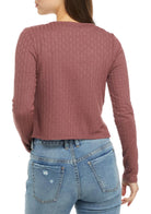 Belle Du Jour Women Long Sleeve Pointelle Tie Front Cardigan