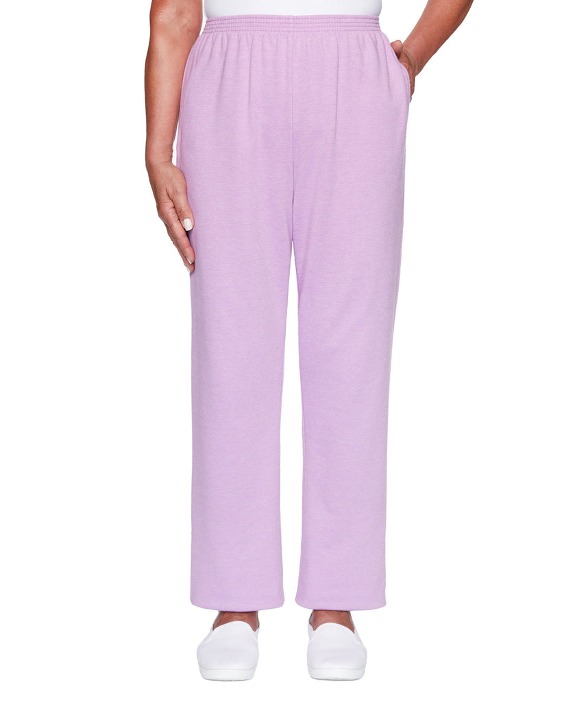 Alfred Dunner Women Long Weekend French Terry Proportioned Medium Pant Orchid