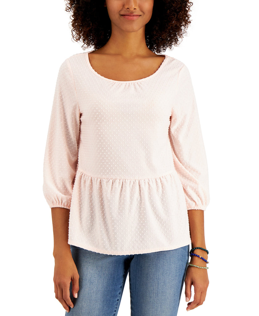 Style & Co Women Clip Dot Top Beloved Pink