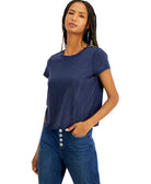 INC International Concepts Women Studded Tee Blue