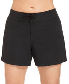 Island Escape Women Cover Up, Solid Board Shorts Black