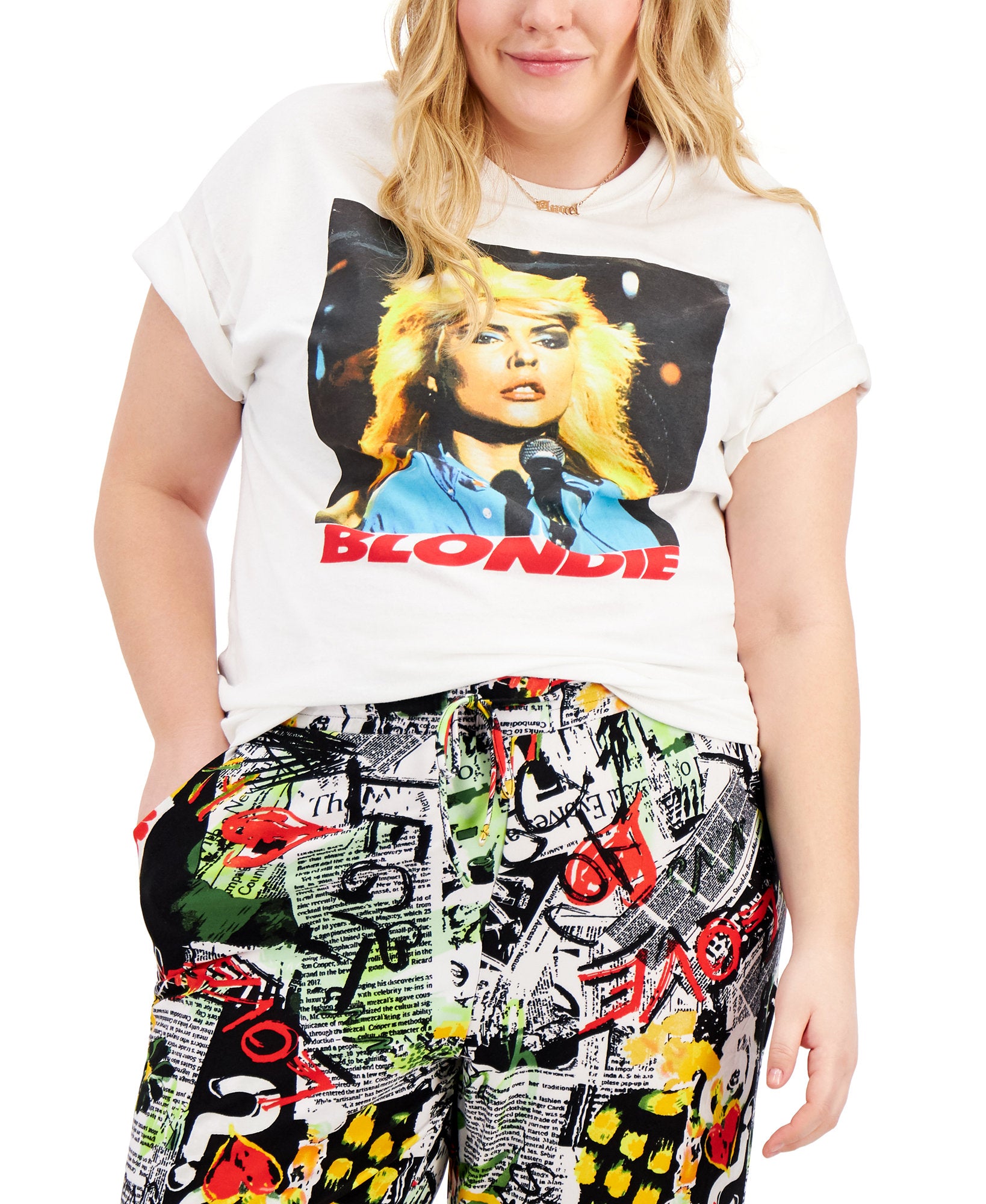 Love Tribe Women Plus Trendy Blondie Cotton T Shirt White