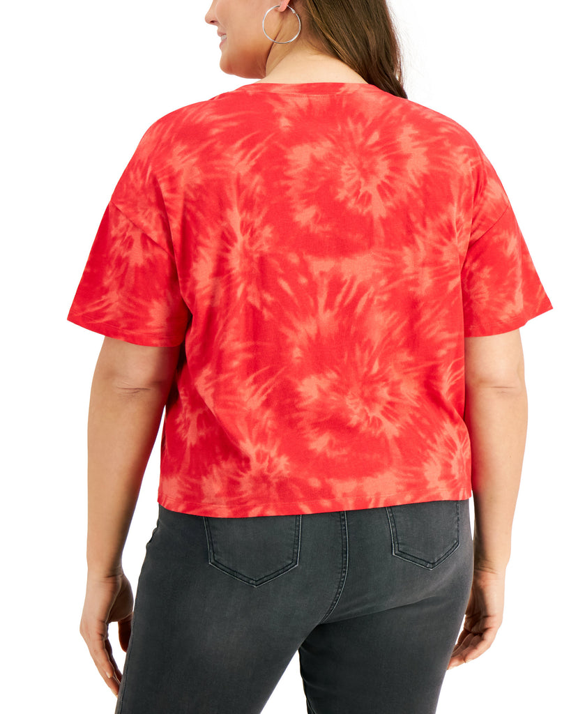 Love Tribe Women Plus Tie Dyed Coca Cola Cropped T Shirt