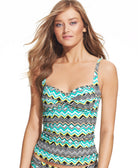 La Blanca Women Sahara Chevron Tankini Top Emerald