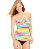 Anne Cole Women Striped Hardware Bandeau Tankini Top Multi