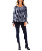 BCX Juniors Printed Tie Sleeve Top