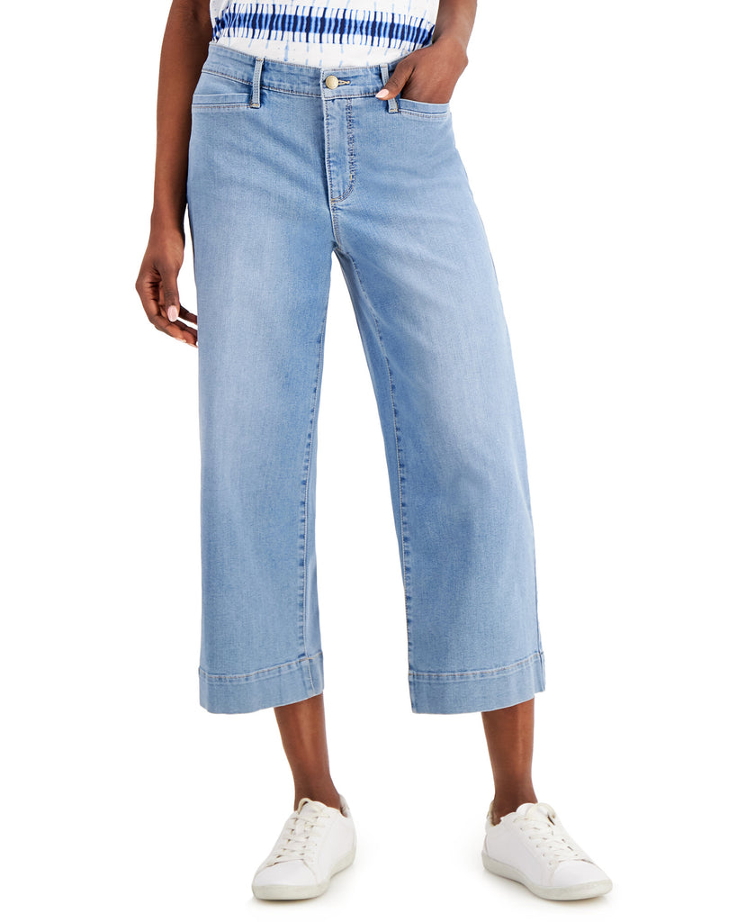 Charter Club Women Cropped Wide Leg Jeans Niagara Wash