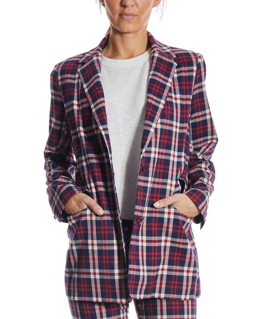 OAT Women Oversized Plaid Blazer Wallace Plaid