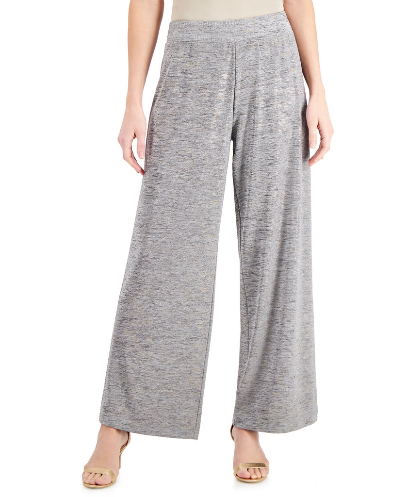 JM Collection Women Spacedyed Knit Wide Leg Pants Space Dye Foil