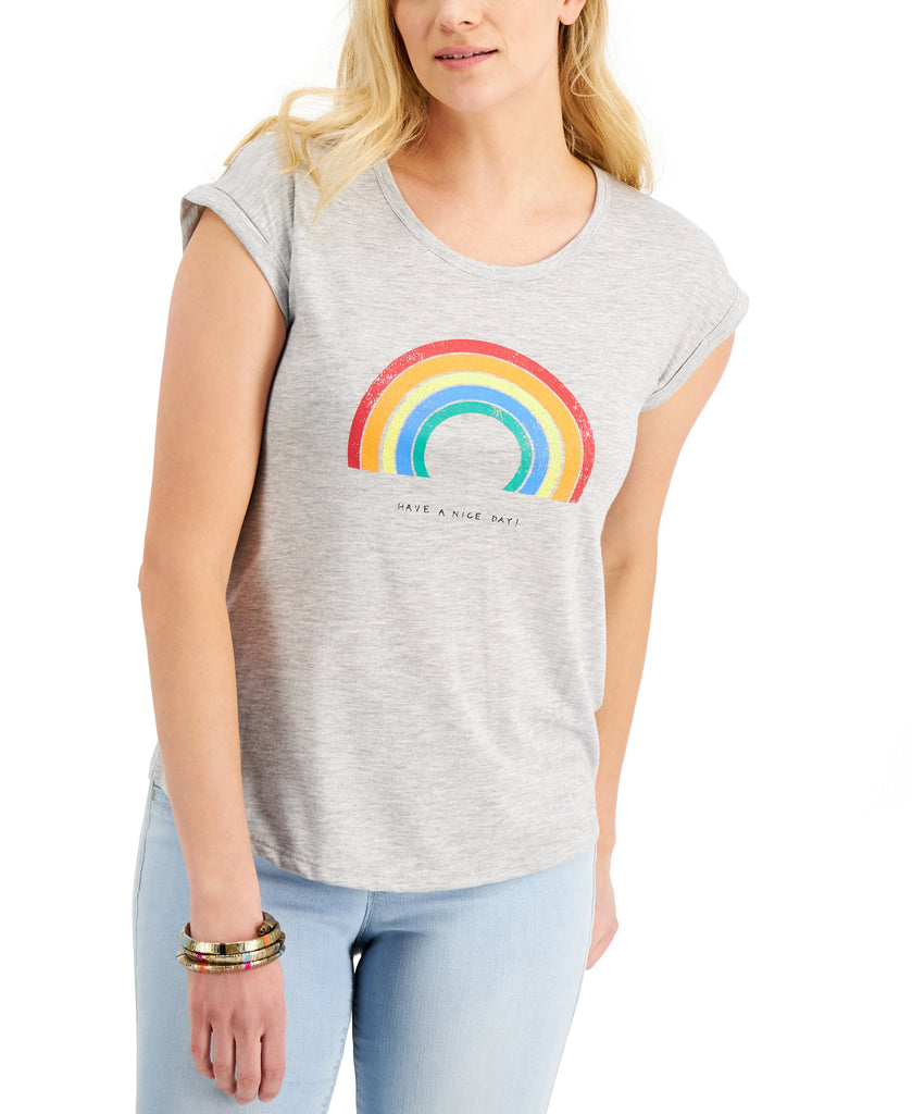 Style & Co Women Rainbow Nice Day Graphic T Shirt Rainbow Days