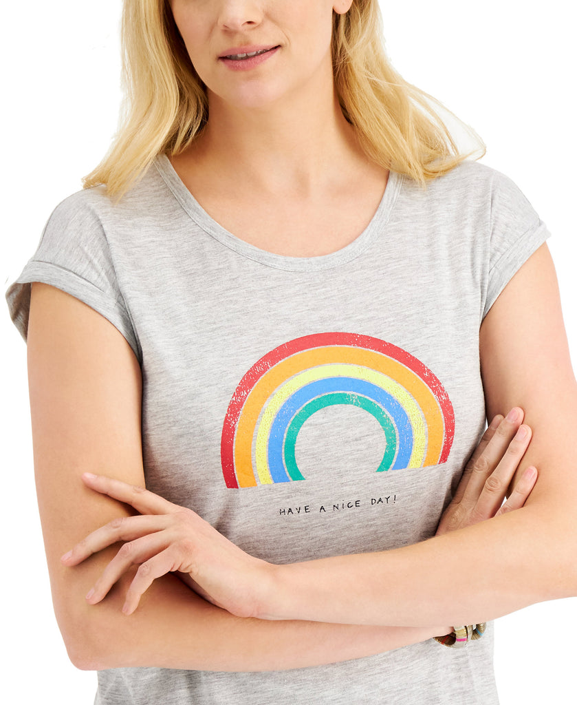 Style & Co Women Rainbow Nice Day Graphic T Shirt