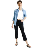 Style & Co Women Petite Straight Leg Cropped Jeans Washed Black