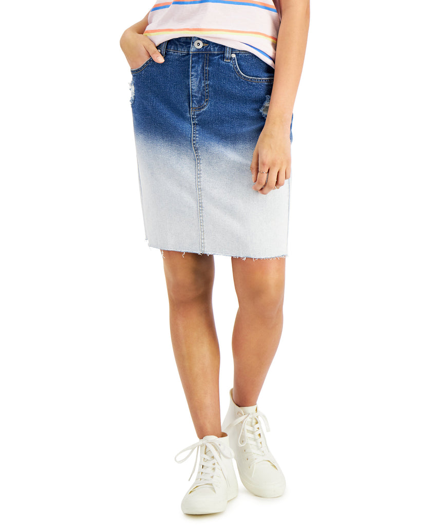 Style & Co Women Bleach Dye Denim Skirt