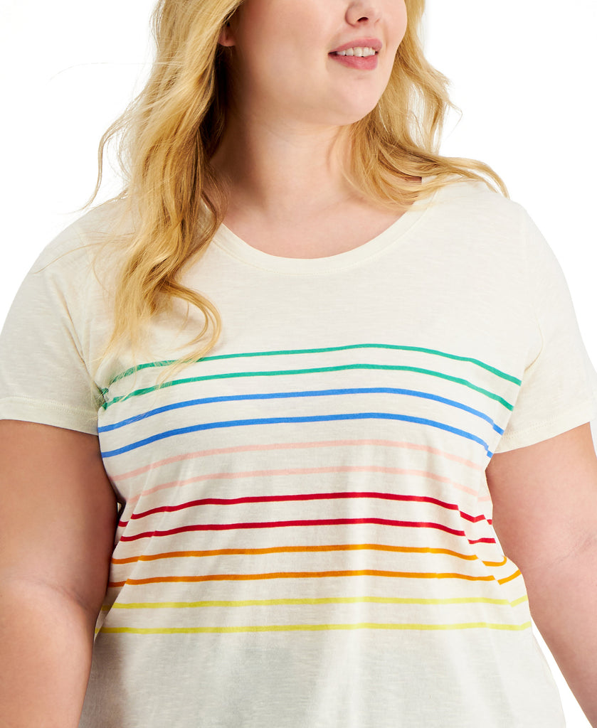 Style & Co Women Plus Cotton Striped T Shirt
