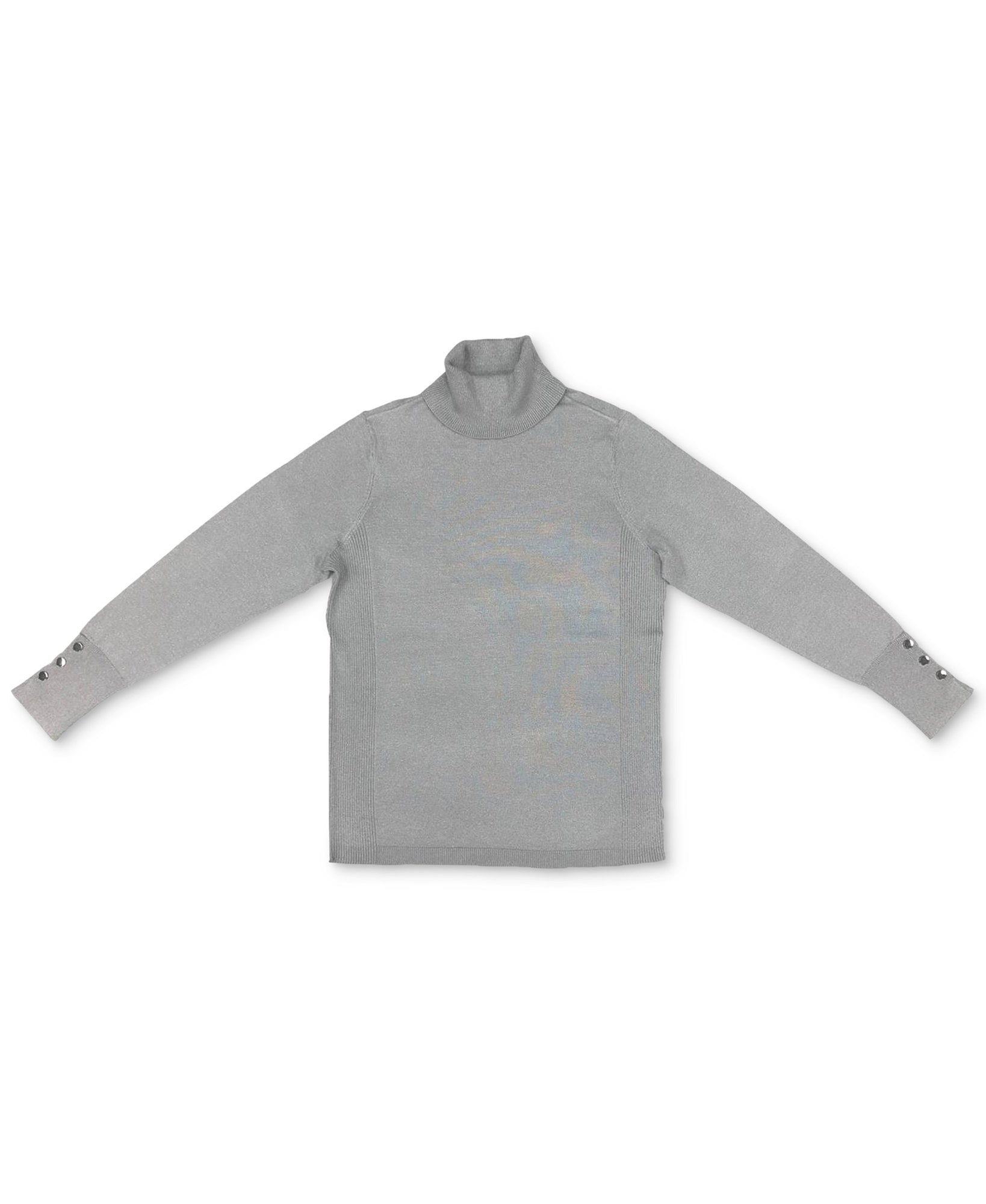 JM Collection Women Metallic Turtleneck Sweater Silver
