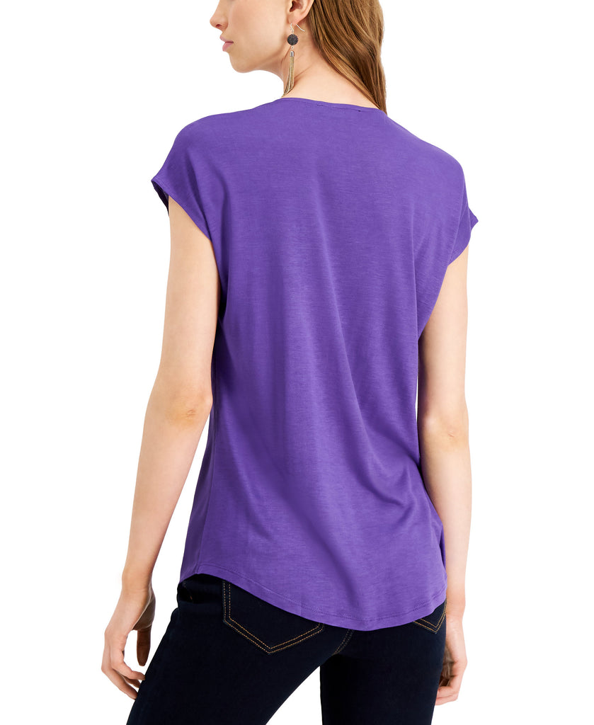 INC International Concepts Women Inverted Pleat V Neck Top