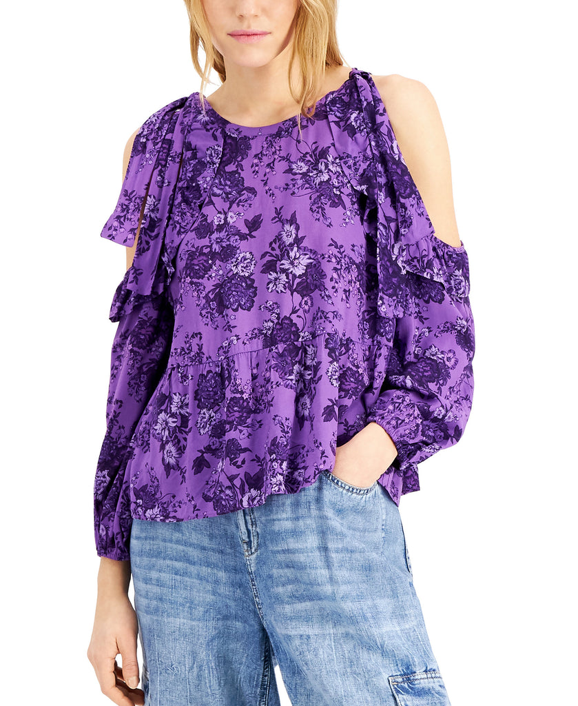 INC International Concepts Women Floral Printed Cold Shoulder Blouse Josephine Flora