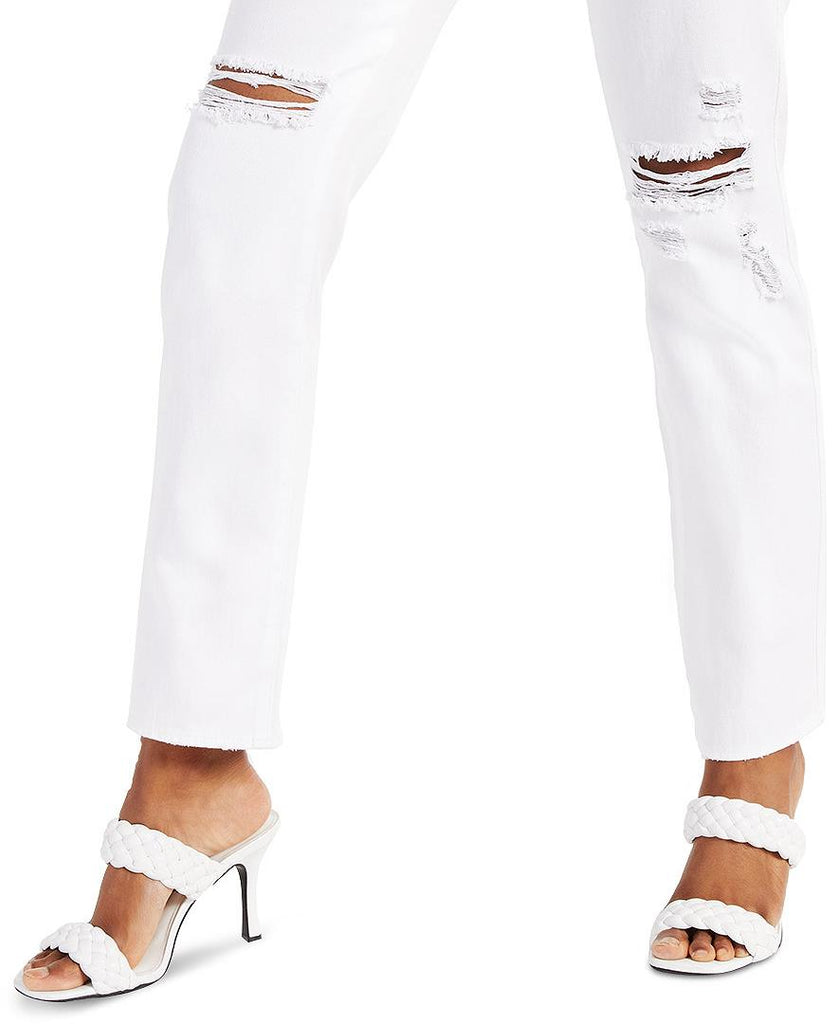 INC International Concepts Women Ripped Straight Leg Jeans