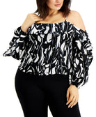 INC International Concepts Women Plus Printed Cold Shoulder Top Petite Gallery