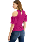 INC International Concepts Women Cold Shoulder Balloon Sleeve Top