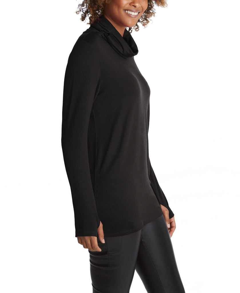 Adyson Parker Women Long Sleeve Cowl Top with Earloops Black