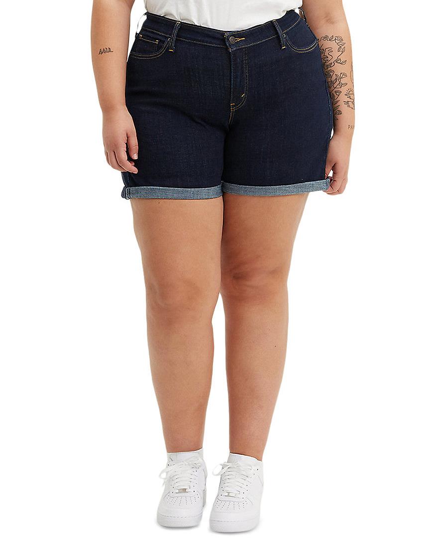 Levis Women Plus Trendy New Denim Shorts Royal Rinse