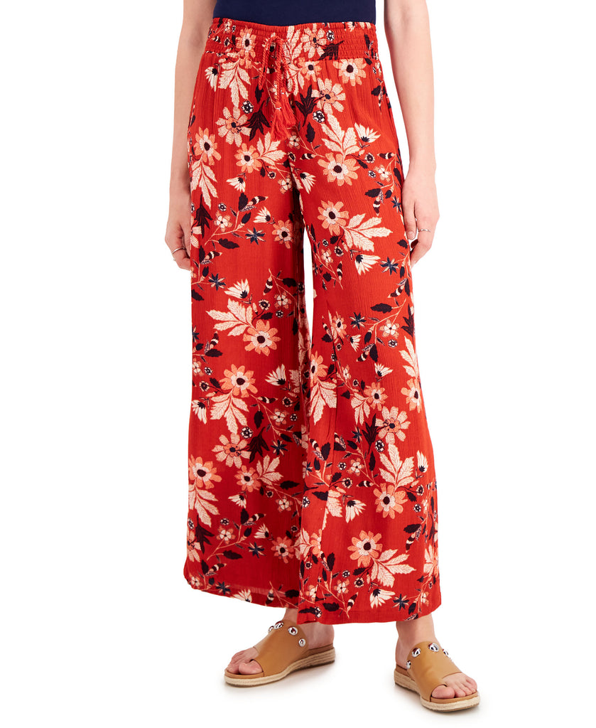 Style & Co Women Printed Smocked Waist Wide Leg Pants Moroccan Spice