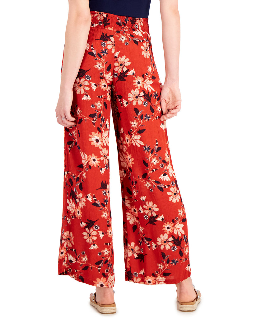 Style & Co Women Printed Smocked Waist Wide Leg Pants