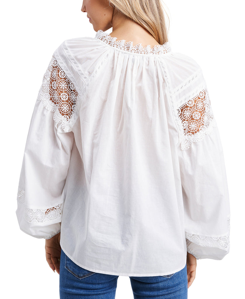 En Saison Women Crochet Blouson Sleeve Top