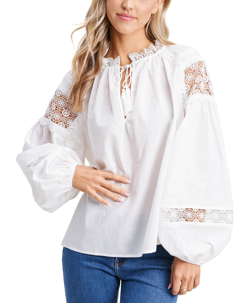 En Saison Women Crochet Blouson Sleeve Top