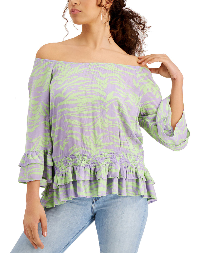 Fever Women Off The Shoulder Gauze Blouse Orchid Petal