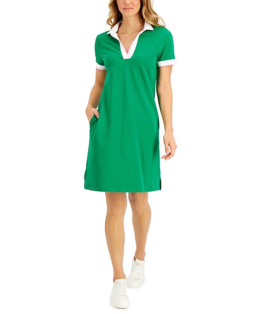 Charter Club Women Cotton Collared Shirtdress Bright Pine