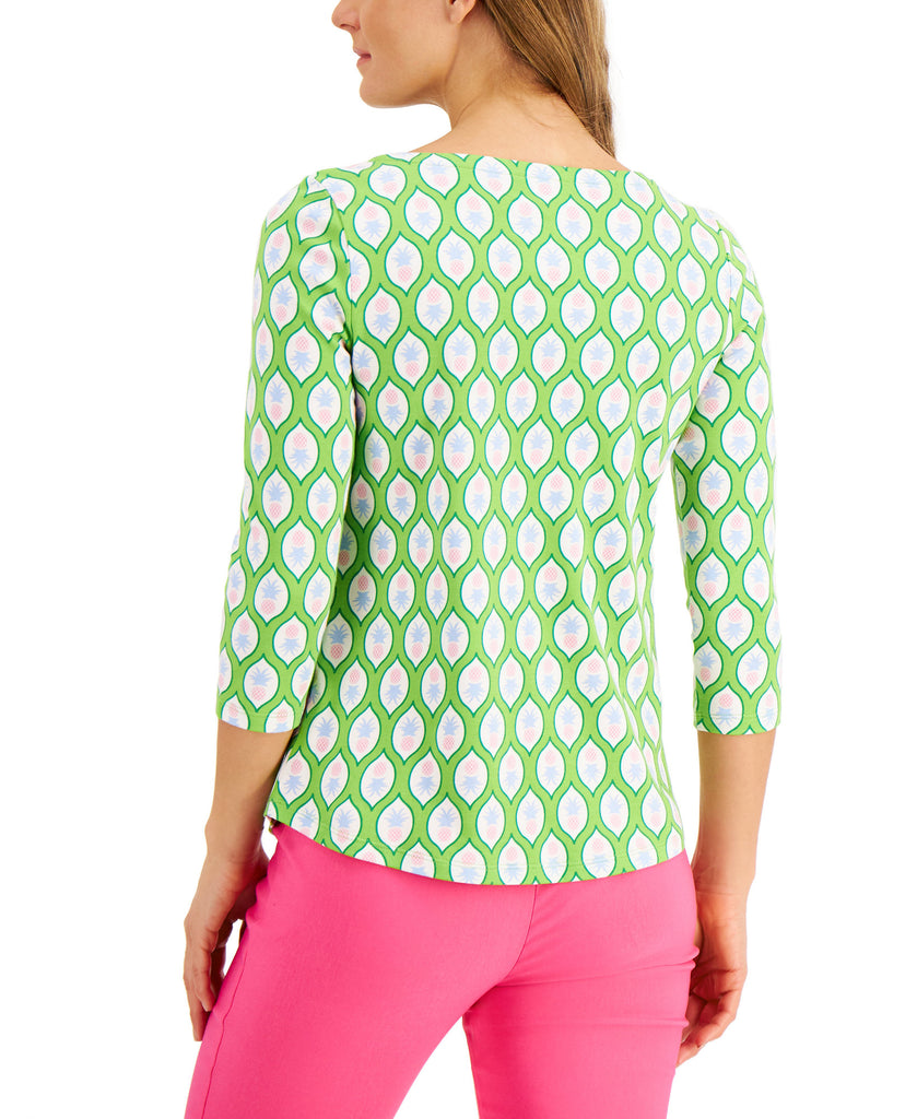 Charter Club Women Cotton Pineapple Print Top