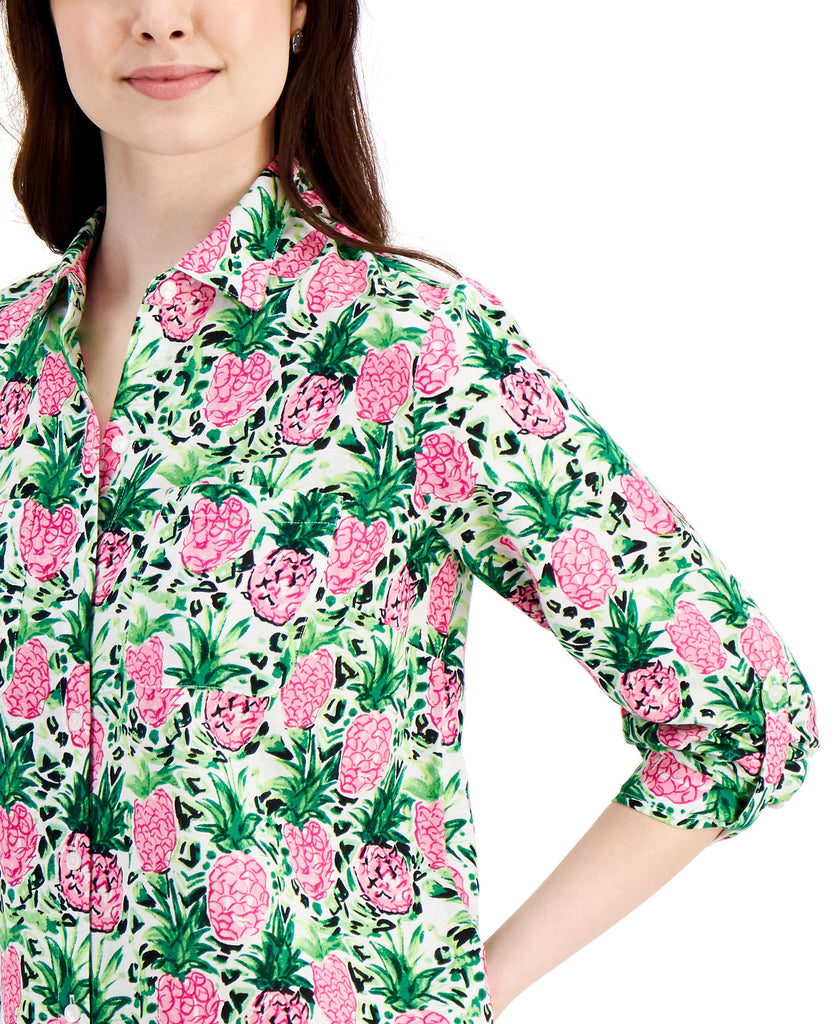 Charter Club Women Printed Button Up Shirt