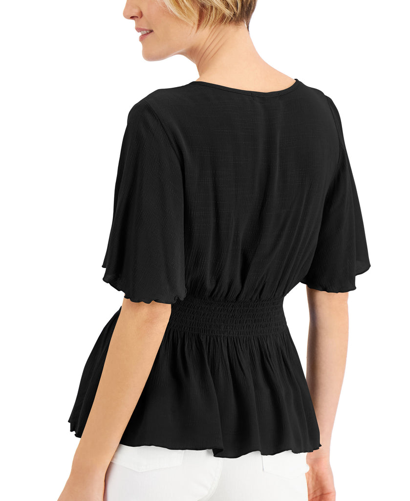 JPR Studio Women Smocked Surplice Peplum Top