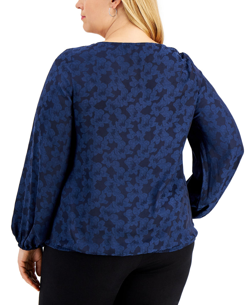 JM Collection Women Jacquard Bubble Hem Top