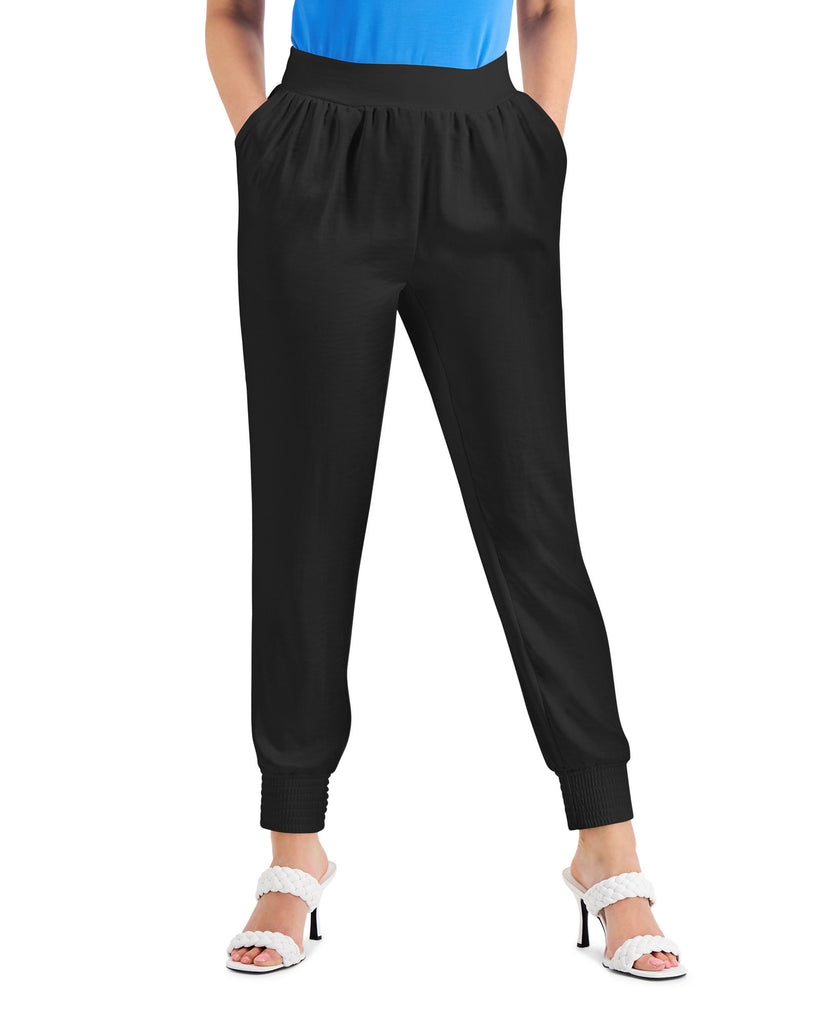 INC International Concepts Women Tapered Joggers Deep Black