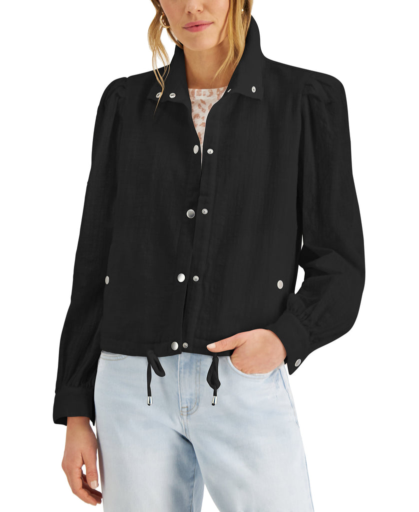 INC International Concepts Women Puff Sleeve Jacket Black