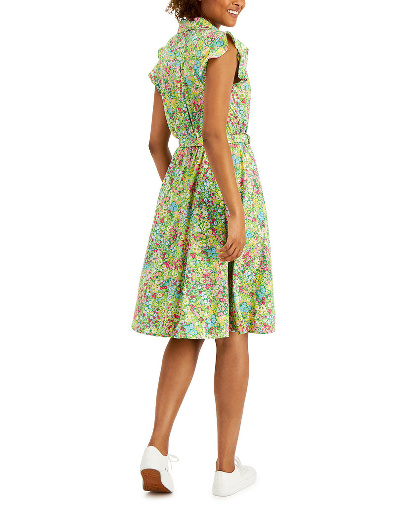 Charter Club Women Printed Ruffled Sleeve Dress